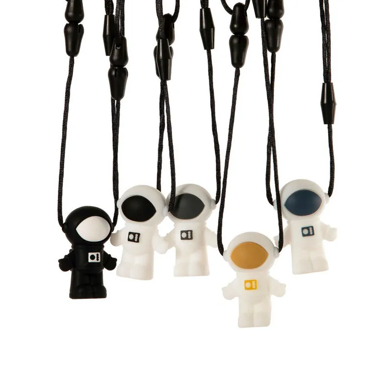 Astronaut Pendant Necklace Baby Teethers Safe Silicone Chew Beads Spaceman Teething Pendant Chewable Nursing Jewelry for Infant ToddlersZZ