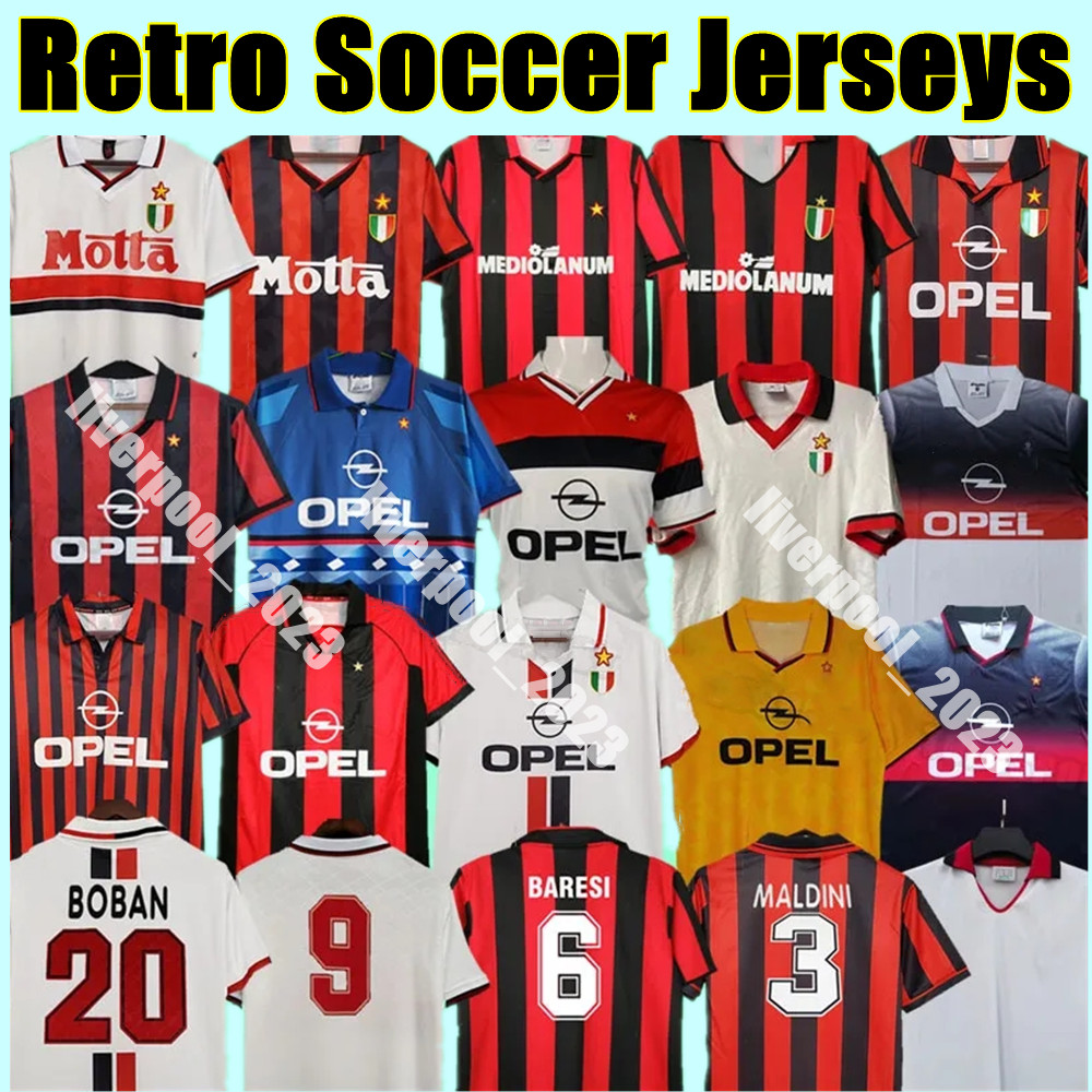Retro Milans soccer jerseys 1995 96 97 98 99 2000 01 02 03 04 05 06 07 08 09 2010 11 PIRLO MALDINI KAKA Shevchenko WEAH BIERHOFF AC RONALDINHO BAGGIO classic football shirt