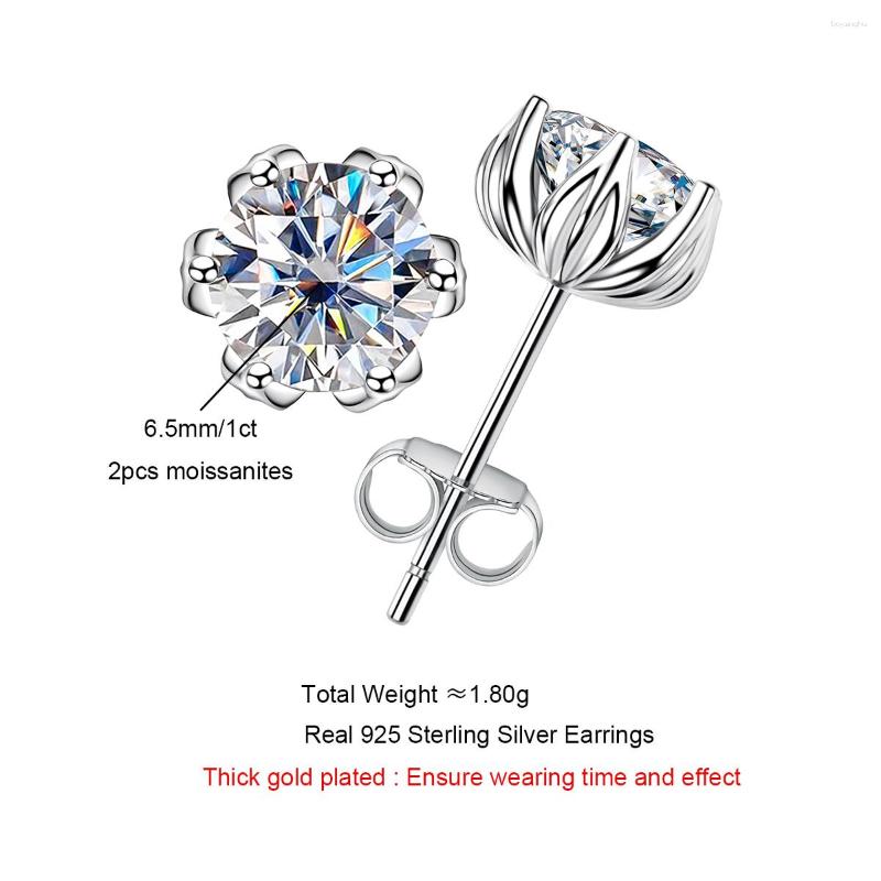 Stud Earrings AnuJewel Lotus Brincos Para Mulheres Moissanite Diamante 925 Prata Esterlina Flor D Cor Atacado 2ctw