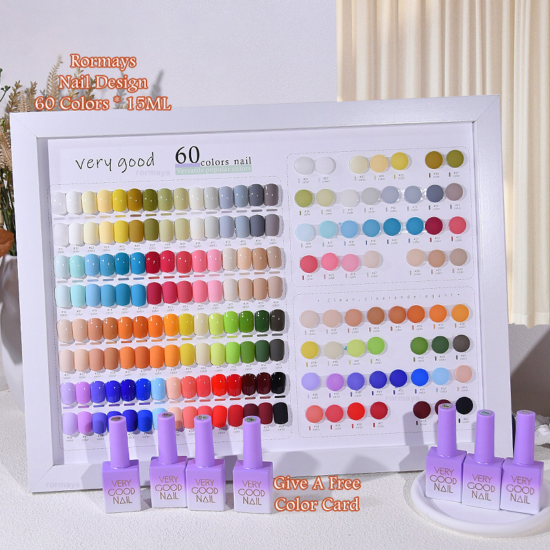 Rormays 60 Color Gel Nail Polish Set 15ML Summer Popular Iridescence Sequins Nail Gel UV LED Primer Matte Mix Full Cover Nail Art Design Gel Factory W