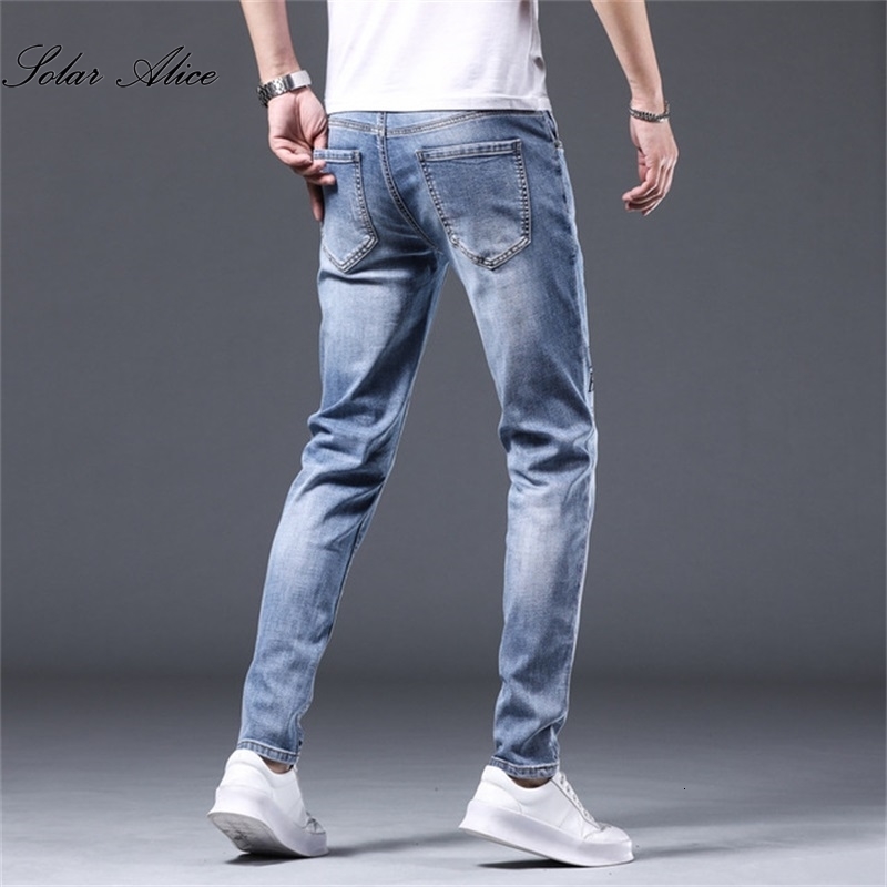Men's Jeans Classic Letter Print Slim MidWaist StraightLeg Fashion AllMatch Casual Pants 230725