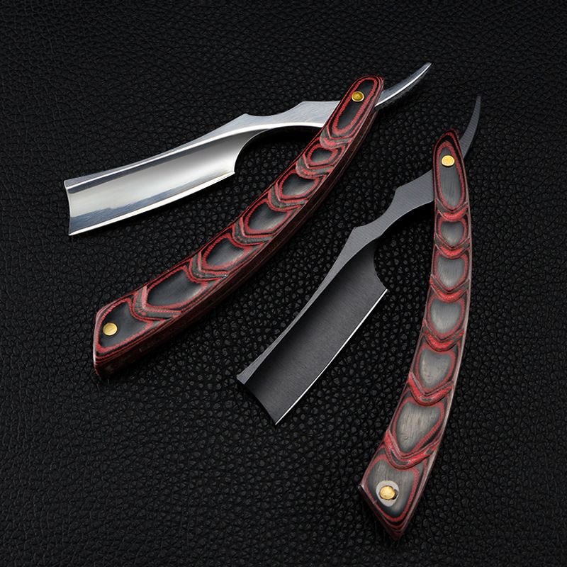 Razors Blades wooden trimmer manual shaver professional straight edge stainless steel sharp barber razor folding shaving knife shave beard cut 230725