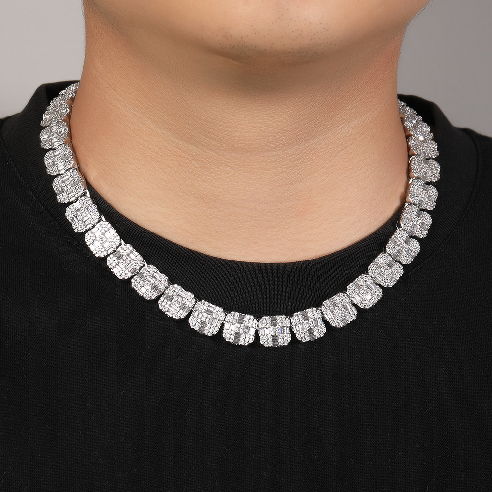 12mm Hip Hop Rock Candy Chain Mens Necklace Bling T Zircon Cross 18k Gold Chain