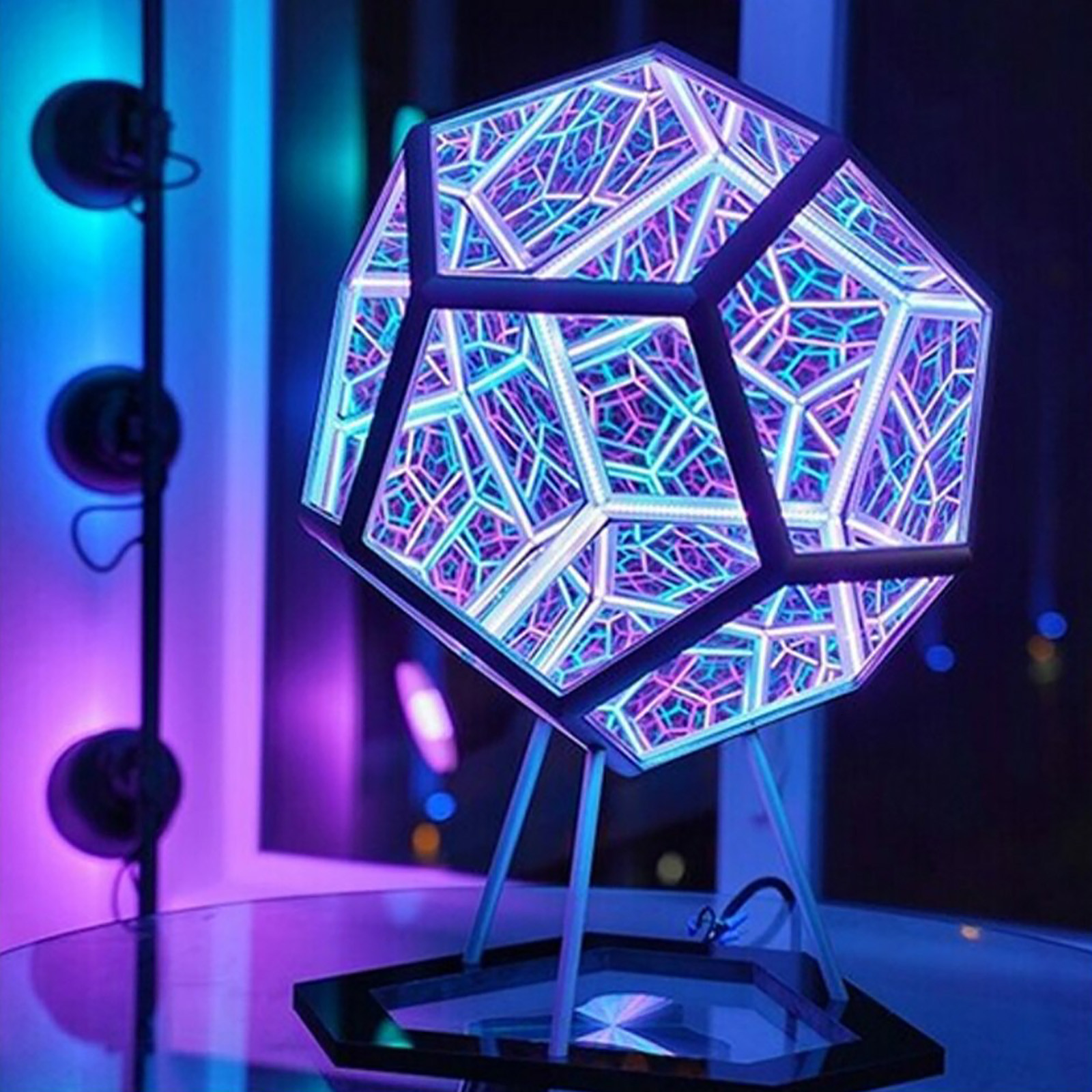 Decorative Objects Figurines Christmas Infinite Dodecahedron Color Art Light Usb Charging Lamp Home Desktop Decoration Aesthetic Room Decor 230725