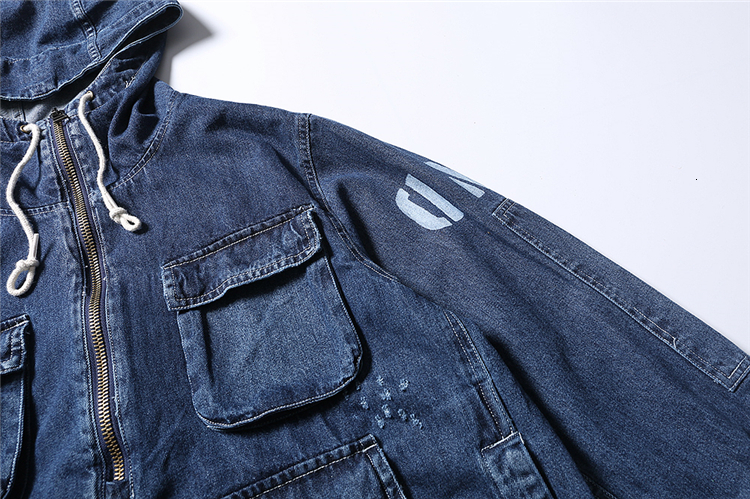 Mens Hoodies Sweatshirts Fashion Oversized Hip Hop Jeans Jacket Streetwear Hooded Cargo Denim Coat With Multi Pockets Loose Fit Y2K Outerwear 230725