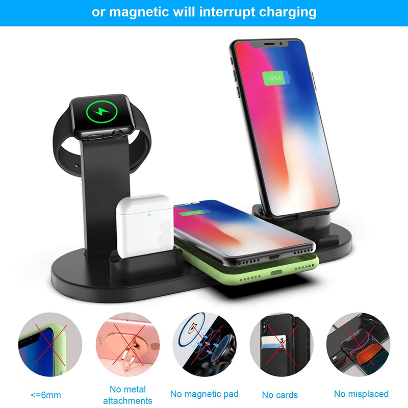 2023 Newly Holder Phone Popular Multifunctional 6 in1 Wireless Charger Fast Charging Dock Stand Desktop Charging Station