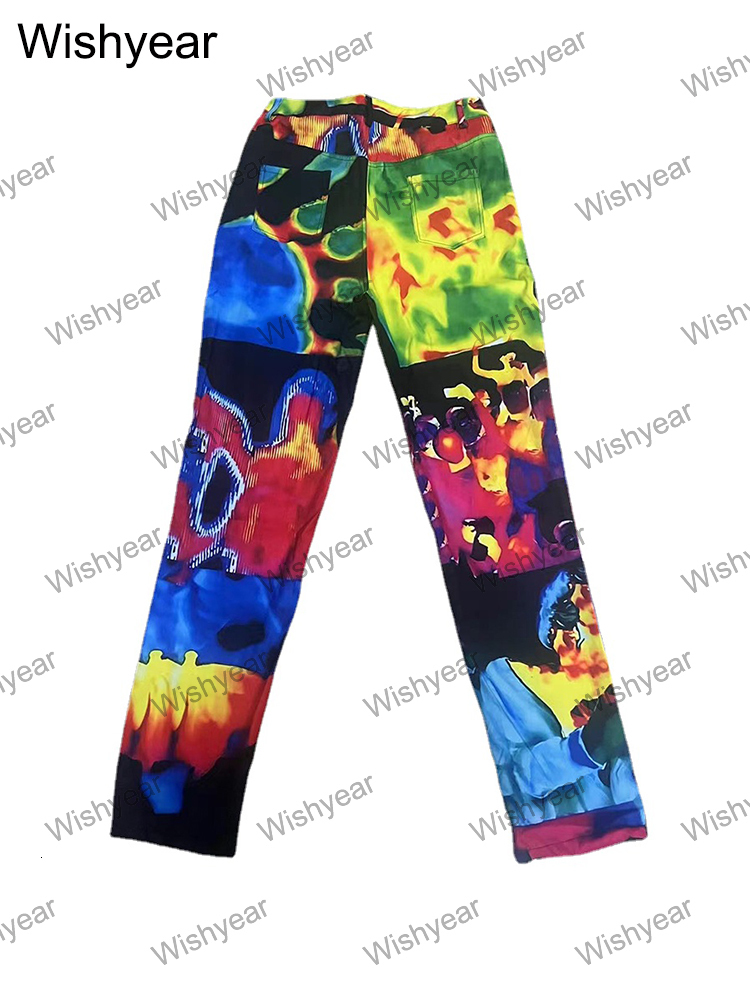 Women's Pants Capris year High Waist Straight Pant Streetwear Colorful Printed Cargo Pants Summer Women Clothing Party Trousers y2k Sweatpants 23