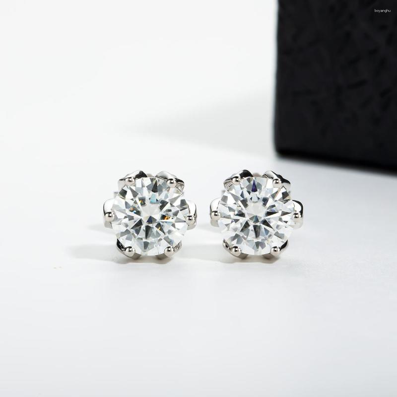 Stud Earrings AnuJewel Lotus Brincos Para Mulheres Moissanite Diamante 925 Prata Esterlina Flor D Cor Atacado 2ctw