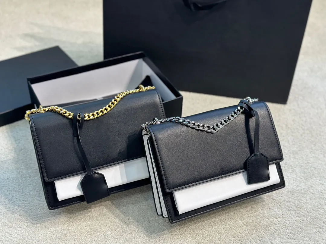 Designer Chain Crossbody Women Shoulder Bag Tote Black Calfskin Classic Woman Purse Diagonal Stripes Quilted Double Flap Handbags