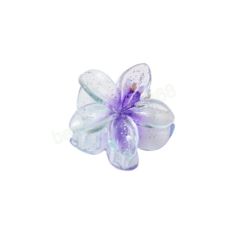 Korean Style 4cm Flower Hair Claw 2023 Fashion Transparent Glitter Powder Sweet Ponytail Holder Hair Clip Hair Accessories for Women