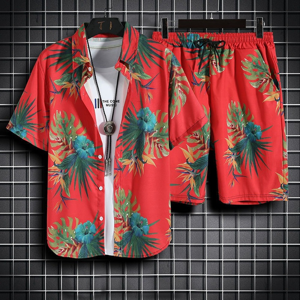 Men's Tracksuits Beach Clothes For Men 2 Piece Set Quick Dry Hawaiian Shirt and Shorts Fashion Clothing Printing Casual Outfits Summer 230725