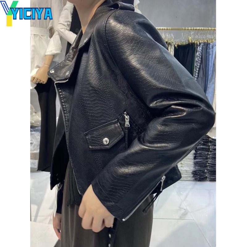Womens Jackets YICIYA Leather Short Jacket Vintage bomber Women Slim winter Streetwear Female Belt Zipper Moto Biker Coat Outwear jackets 230726