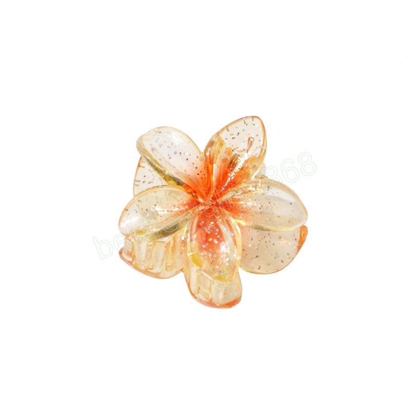 Korean Style 4cm Flower Hair Claw 2023 Fashion Transparent Glitter Powder Sweet Ponytail Holder Hair Clip Hair Accessories for Women