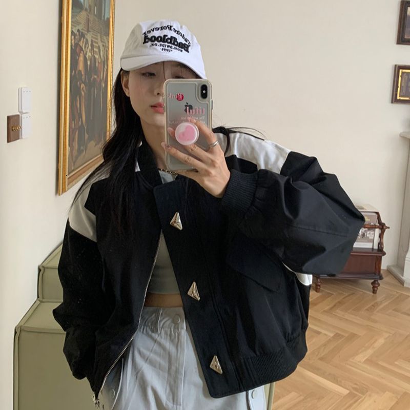 Womens Jackets Deeptown Vintage Harajuku Green Zip Bomber Women Korean Style Streetwear 90s Patchwork Oversize Jacket Hippie Tracksuit 230726