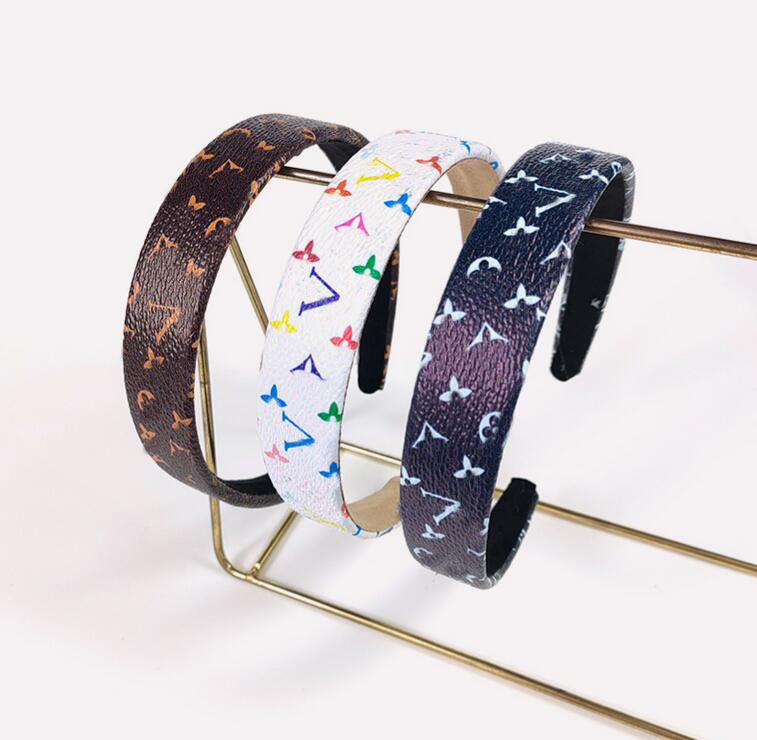 PU Leather Headbands Women Designer Brand Letter HairJewelry Fashion Accessories Fluffy HairHoops Bandeau HeadBand Luxury Solid Color Headband Headwraps