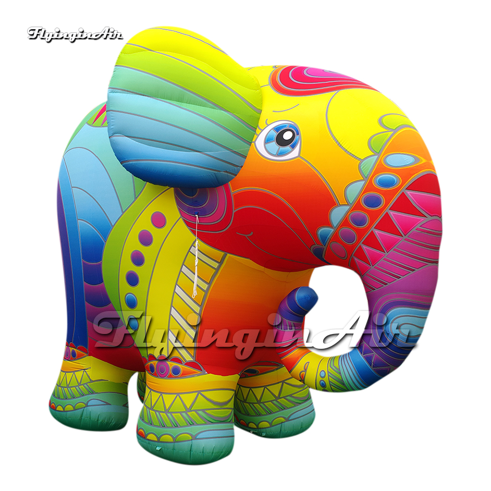 Amazing Cute Large Colorful Inflatable Elephant Fat Cartoon Animal Mascot Balloon With Blower Inside For Circus Event Show