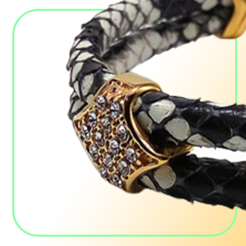 BC Fashion Python Skin 5MM Men with Silver Stainless Steel BOX Circle Bangle Bracelet For Watch Gift