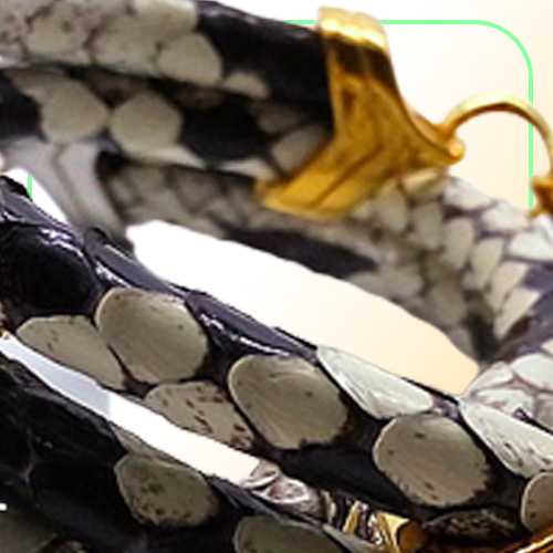 BC Fashion Python Skin 5MM Men with Silver Stainless Steel BOX Circle Bangle Bracelet For Watch Gift
