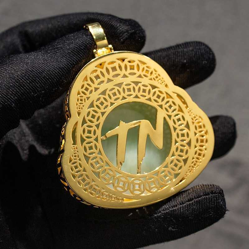 10k Solid Gold Sterling Sier with Moissanite Dia Hip Hop Jade Maitreya Buddha Pendant