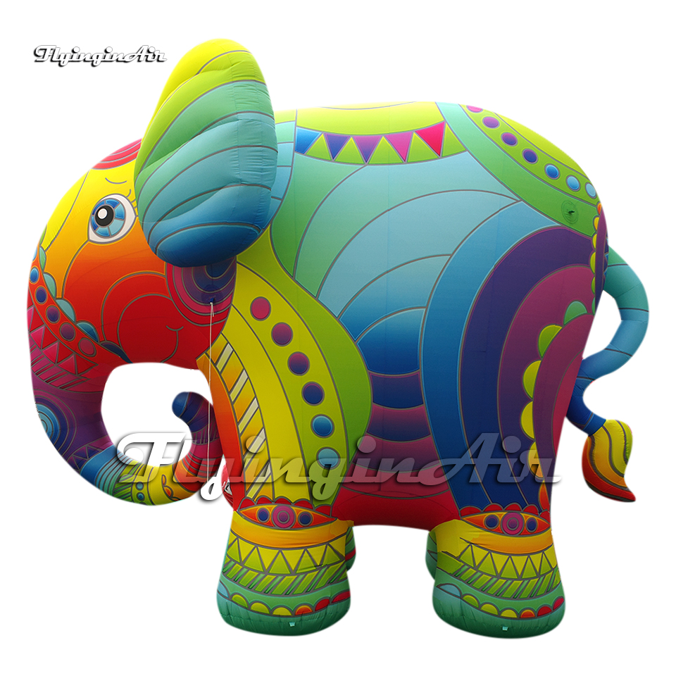 Amazing Cute Large Colorful Inflatable Elephant Fat Cartoon Animal Mascot Balloon With Blower Inside For Circus Event Show