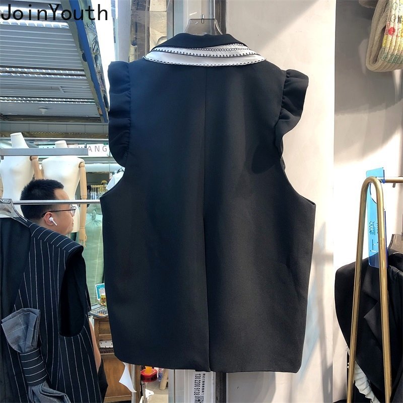 Women's Tanks Camis Elegant Vests Jackets for Women Korean Coat Casual Fashion Waistcoat Sweet Ruffles Tanks Chalecos Para Mujer Y2k Tops 230726