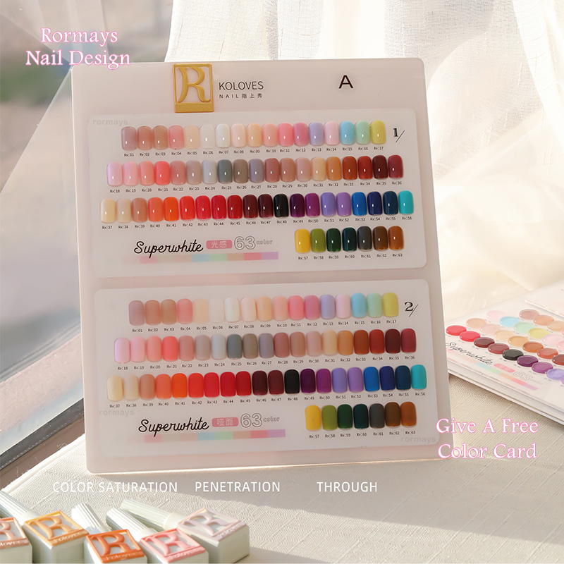 Rormays 63 Color Gel Nail Polish Set New Gel Design Dual Color Card Shiny Sequins Semi Permanent Mixed Varnish Gel UV LED Nail Salon Dedicated Gel Fac