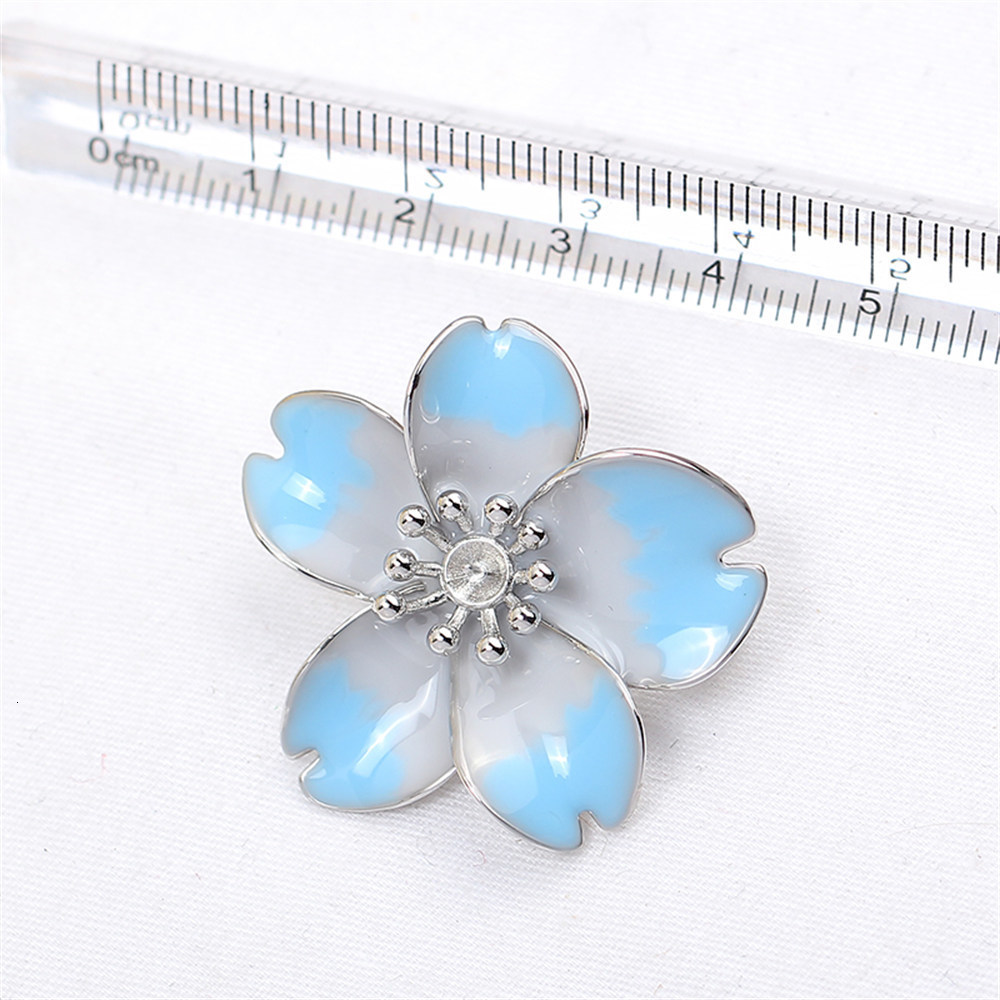 Pins Brooches Cherry Blossom Enamel Pearl Brooch Copper Plated Gold Inlaid Accessories Empty Tray Corsage Female Gift 230727