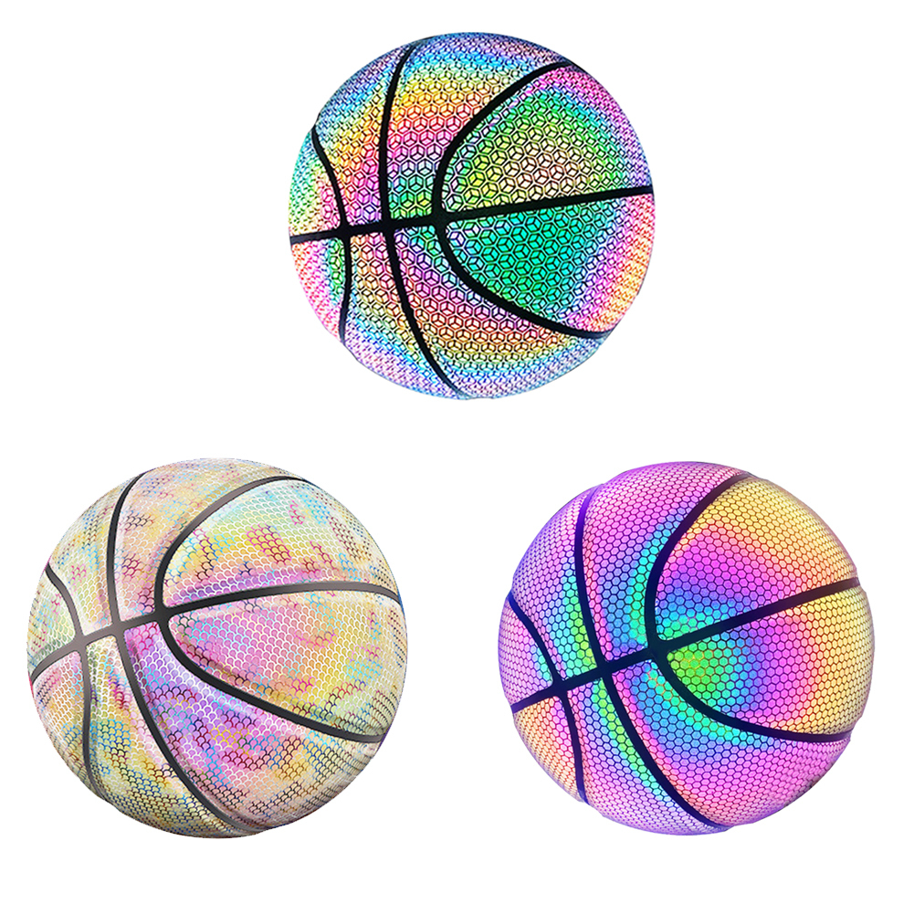 Balls Basketball Holographic Glowing Reflective Durable Luminous Glow Basketballs For Indoor Outdoor Night Game Gifts Toys 230726