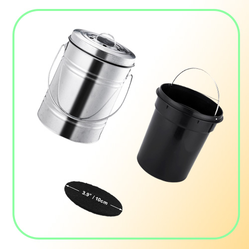3L Kitchen Compost Bin Outdoor Compost Bucket Indoor Odorless Countertop Compost Pail Black Charcoal Filter Recycling Bin Pail LJ5274805
