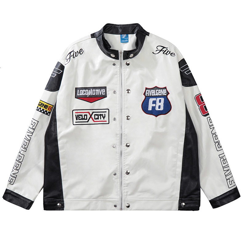 Men's Jackets 2023 American Embroidery Baseball Uniform Racing Suit Leather Jacket Men and Women Fashion Hip Hop Loose Coat Streetwear 230726Z