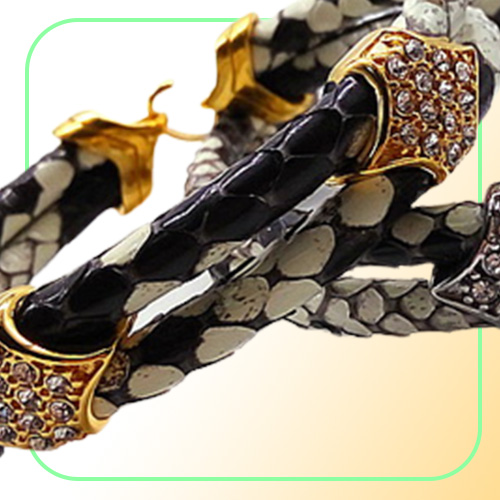 BC Fashion Python Skin 5MM Men with Silver Stainless Steel BOX Circle Bangle Bracelet For Watch Gift