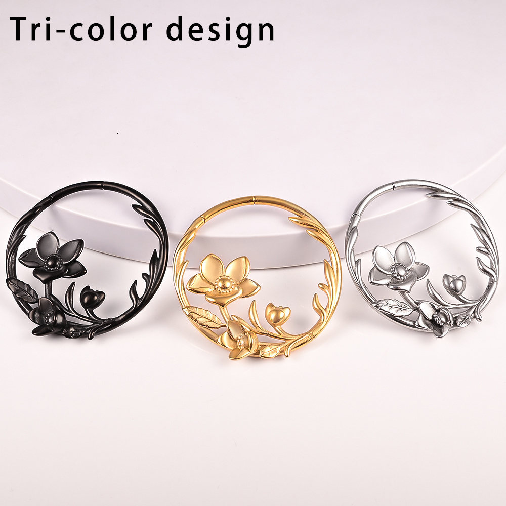Dental Grills Vanku 2pcs Fashion Stretched Stainless Round Flowers Hoops Ear Weights for Steel Expander Body Piercing Tunnel Jewelry 230727