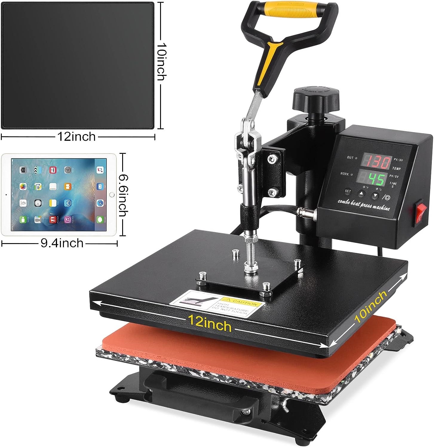 Heat Press Machine 8 in 1 12 x 15 Inch Heat Transfer Machine Swing Away Digital Shirt Printing Multifunction Sublimation for T Shirts Plate