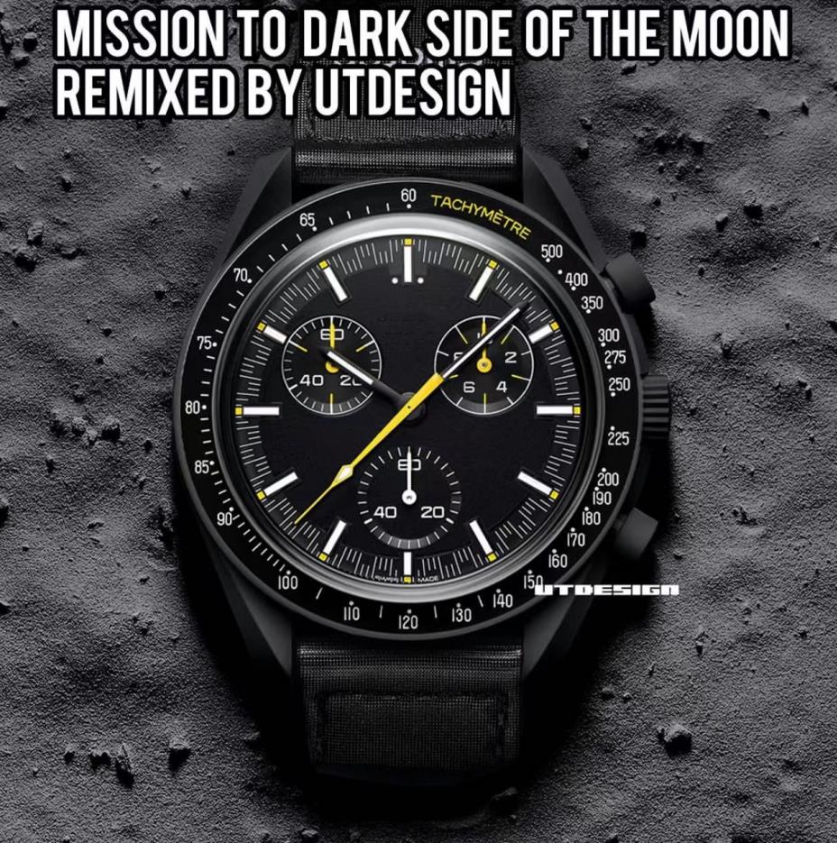 Moon Men Watch Full Function Quarz Chronograph Watches Mission To Mercury 42mm Nylon Luxury Watch Limited Edition Master Wristwatches Diameter