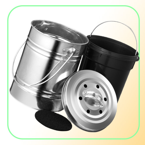 3L Kitchen Compost Bin Outdoor Compost Bucket Indoor Odorless Countertop Compost Pail Black Charcoal Filter Recycling Bin Pail LJ5274805