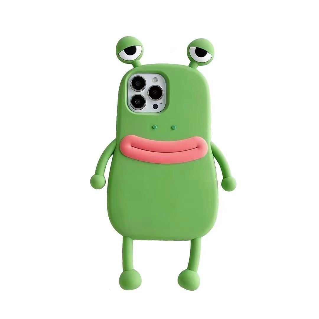 Funny Soft Silicone 3D Frog Phone Case For iPhone 17 16 14 13 11 12 Pro Max XS XR X 7 8 Plus SE Cartoon Cute Shockproof Bumper Cover 1 pcs