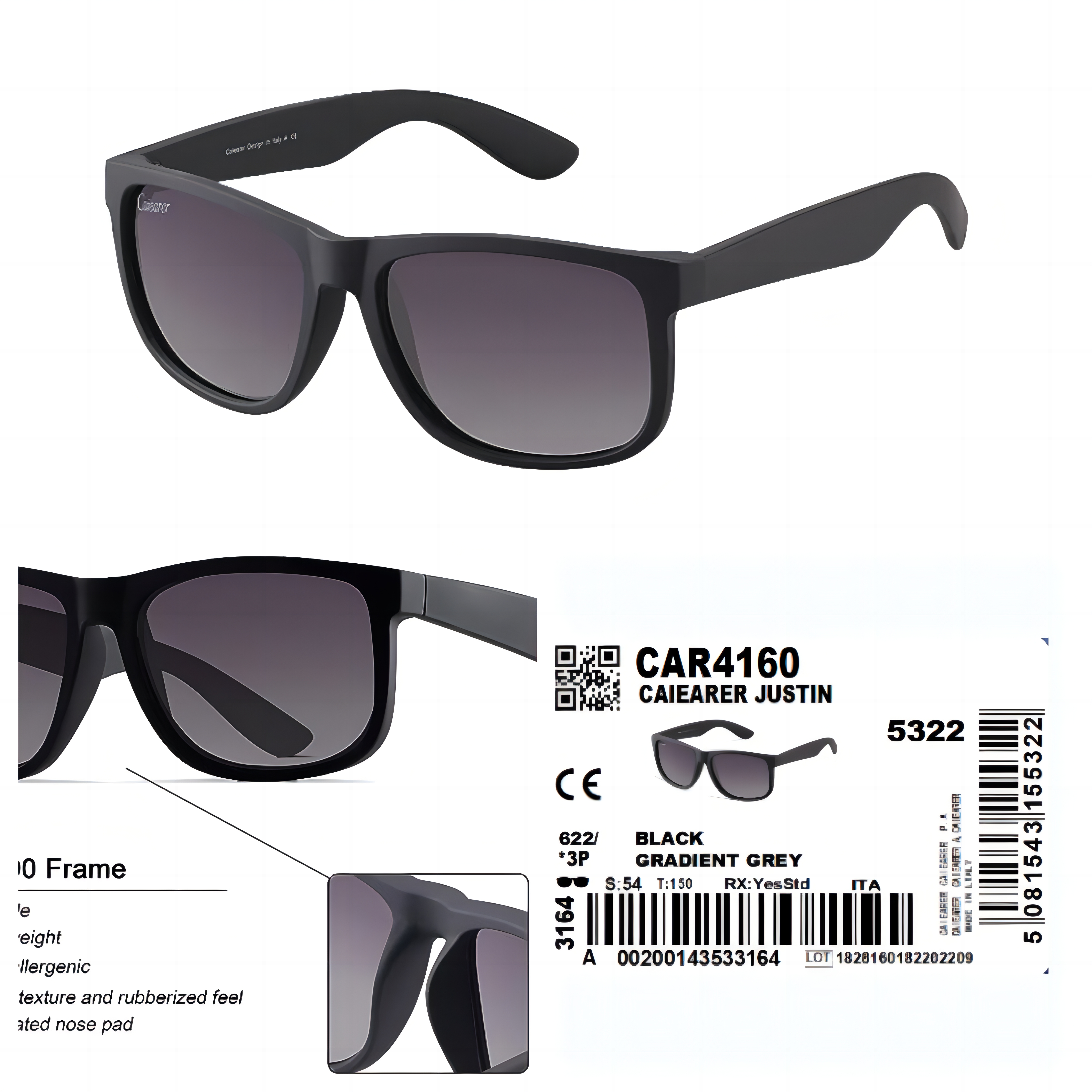 Caiearer Top Quality Fashion sunglasses Justin 4160&4165 Polarized Sunglasses Men Women Sunglasses Nylon Frame polarized leens with Accessories