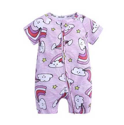 Kids Tales Brand 2020 Kids Clothes Fruit Pattern Baby Jumpsuit Short Sleeve Infant Romper Baby Boy Girl Zip Sleepsuit G1221