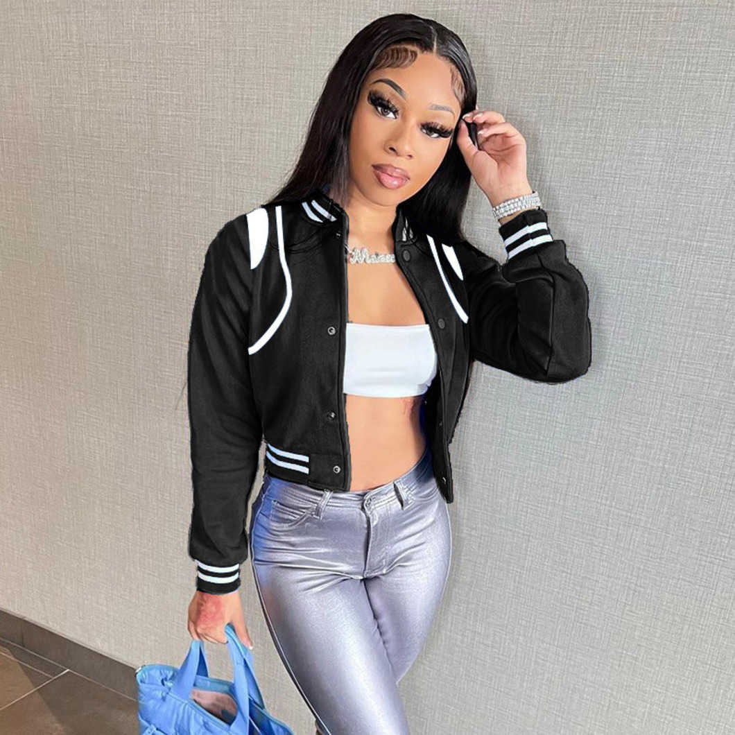 2023 Autumn Womens New Fashion Single breasted Street Shoot Slim Jacket Baseball uniform Coat winter jackets for women
