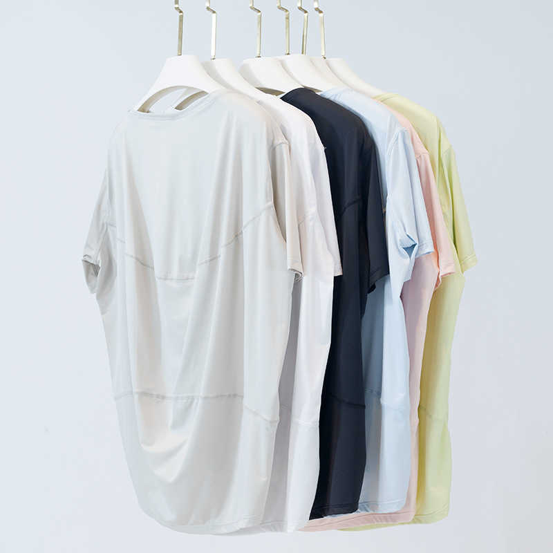 Summer Yoga Suit Sun Resistant Short Sleeved Women's Sports Loose T-shirt High Elasticity Breathability Comfort Fitness Tops