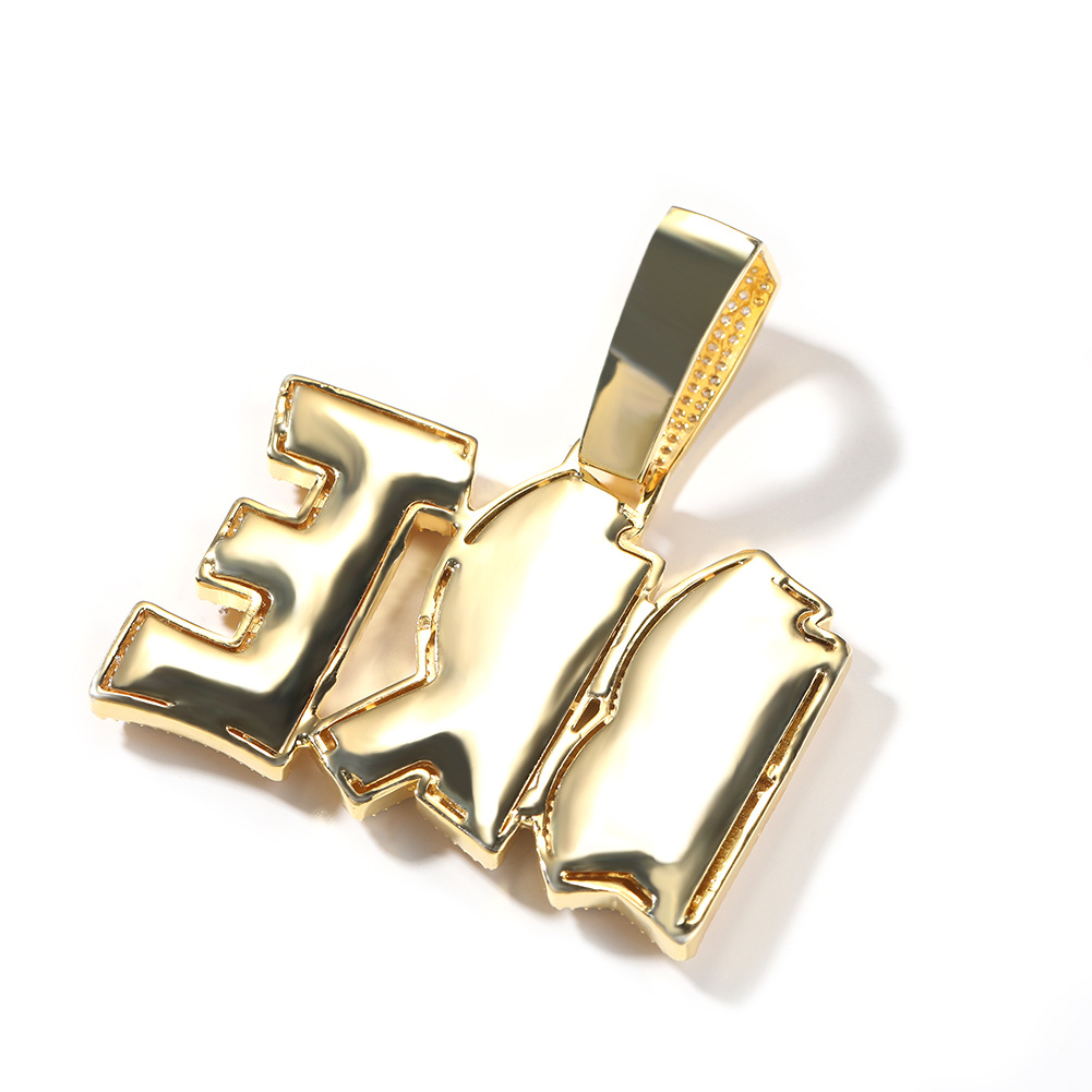 Hip Hop Gold Silver Color A-Z Letters Pendant Mens Necklace Full Zircon Jewelry