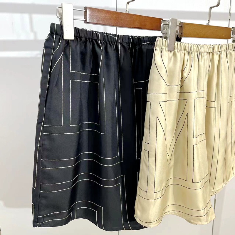 New t-oteme Silk Letter Embroidery Loose Versatile Casual Wide Leg Shorts