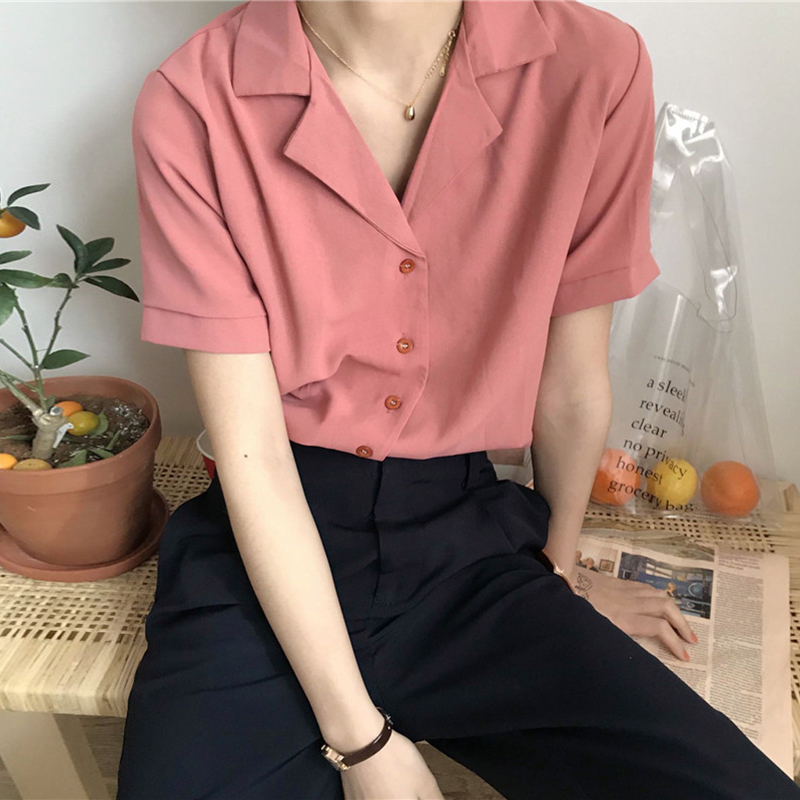 Womens Blouses Shirts Summer Blouse Shirt For Women Fashion Short Sleeve V Neck Casual Office Lady White Tops Japan Korean Style #35 230726