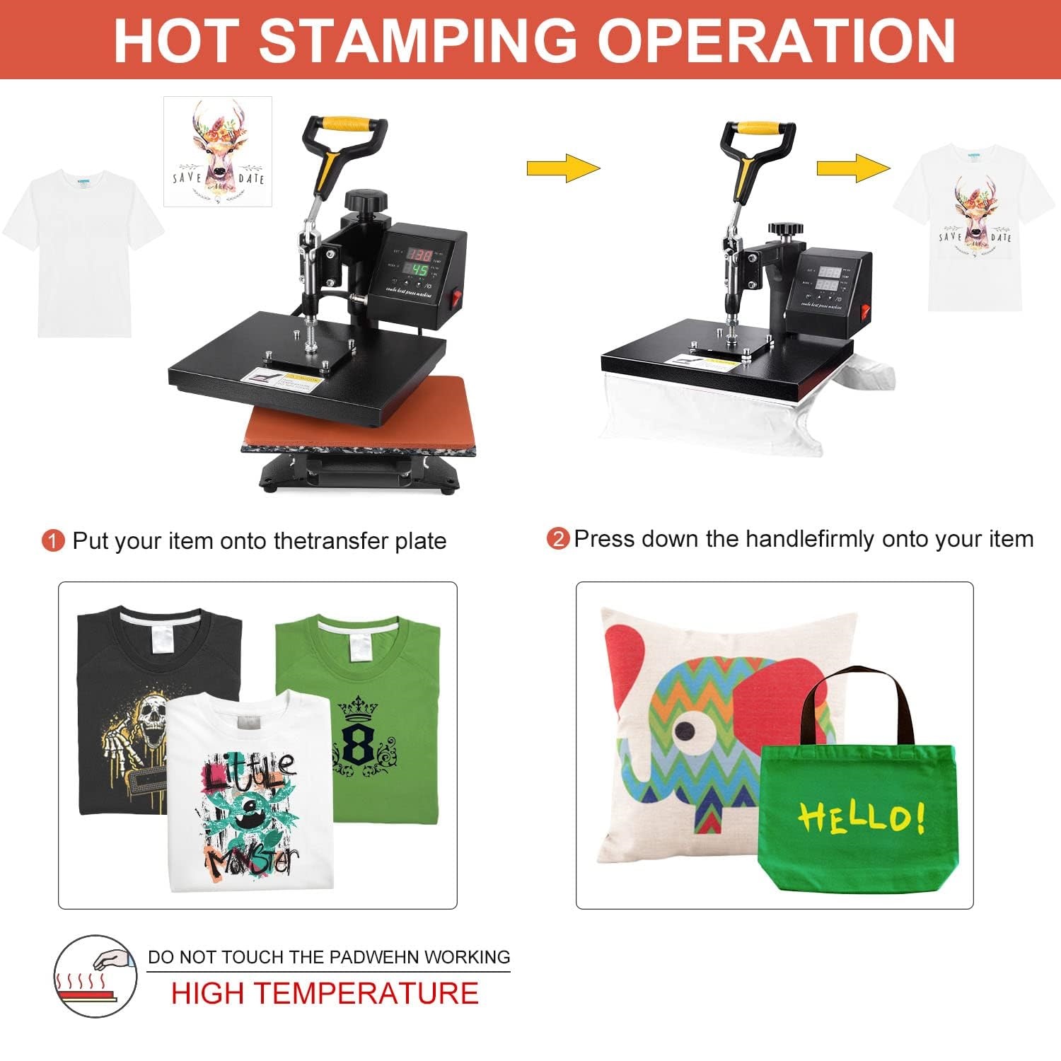 Heat Press Machine 8 in 1 12 x 15 Inch Heat Transfer Machine Swing Away Digital Shirt Printing Multifunction Sublimation for T Shirts Plate