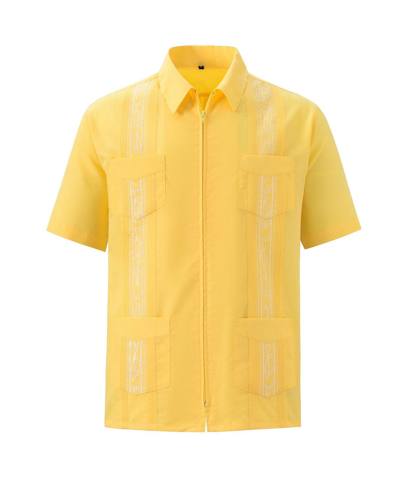 Mens Casual Shirts Short Sleeve Cuban Guayabera Full Zip Front Mexican Hawaiian Shirt with Pocket 230726