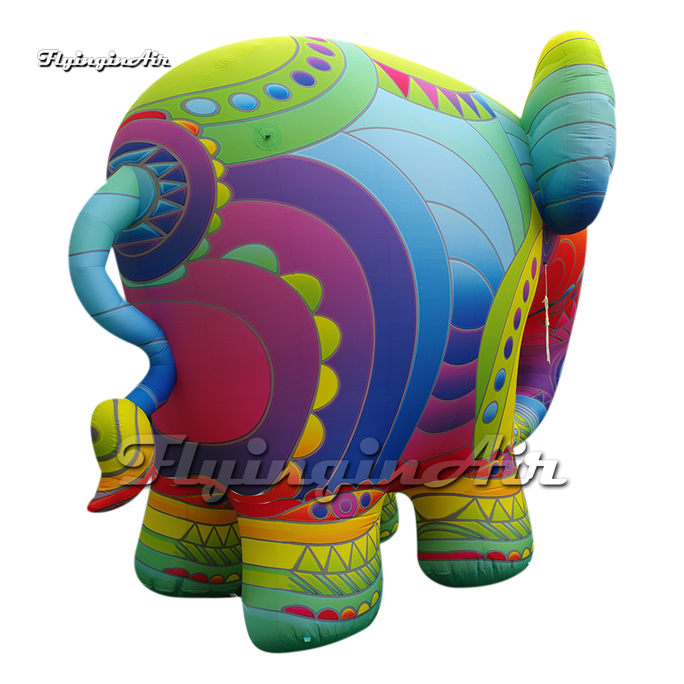 Amazing Cute Large Colorful Inflatable Elephant Fat Cartoon Animal Mascot Balloon With Blower Inside For Circus Event Show