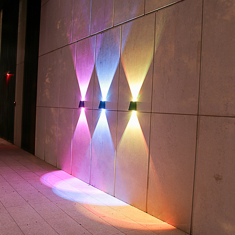 Outdoor LED Solar Wall Light Waterproof Garden 2led Up And Down Decoration Villa Courtyard Porch Stair Fence Wall Lamp