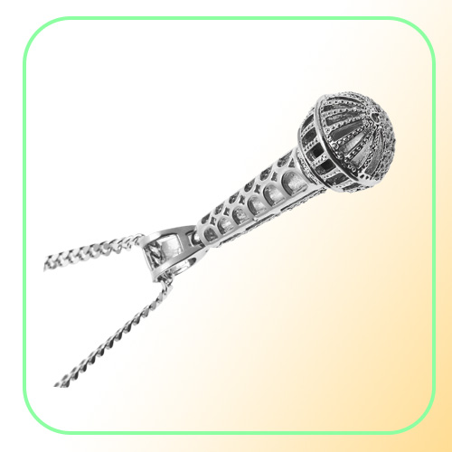 Mens Iced Out Pendant Necklace Fashion Microphone Hip Hop Necklaces Jewelry Gold Cuban Chain