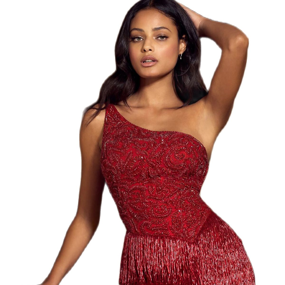 Red Tassel Prom Dresses Sexy One Shoulder Beading Lace Evening Dresses Sleeveless Mini Party Gowns Custom Made