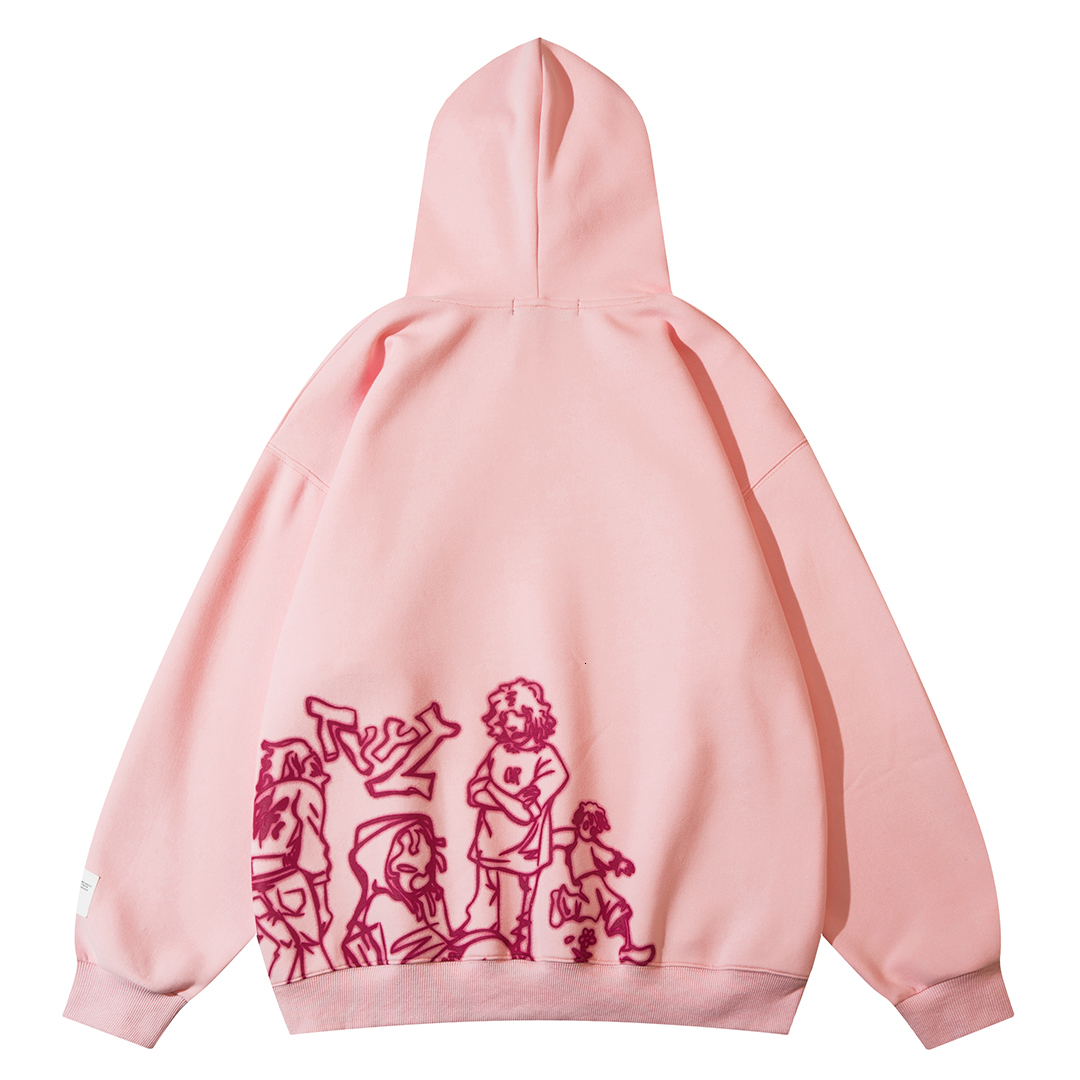 Men's Hoodies Sweatshirts Aelfric Eden Mens Y2K Cartoon Line Character Print Hoodie Harajuku Hip Hop Sweatshirt Pullover Hooded Streetwear Casual